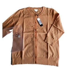 NWT Talbots Tangerine Pima Cotton Button Cardigan 3/4 Sleeve Sz PL